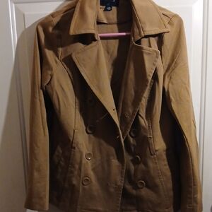 Forever 21 Tan Double-Breasted Pea Coat